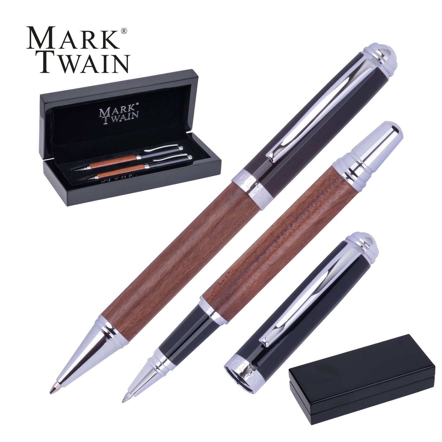 Mark Twain Holz Schreibset LORENZO Ansicht 2