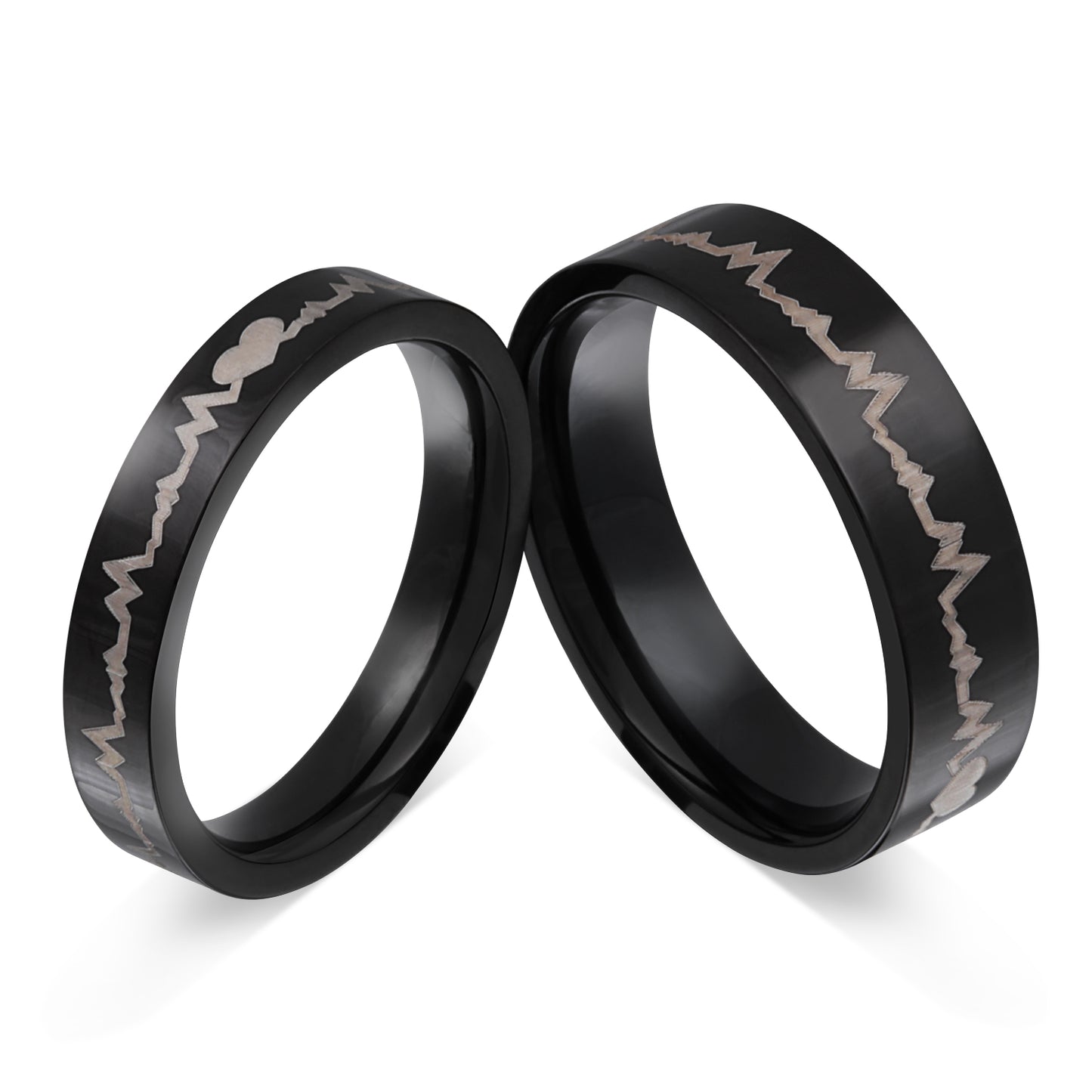 Blackpulse Partnerring-Set mit Handschriftgravur
