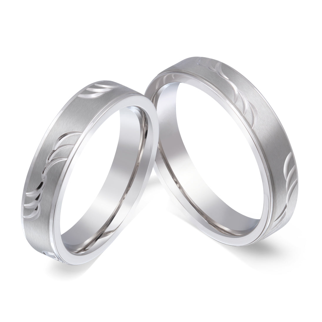 Waves Partnerring-Set mit Handschriftgravur