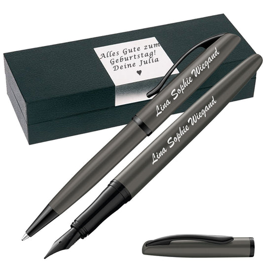 Pelikan Schreibset Füllhalter & Kugelschreiber Jazz Noble Elegance Stone mit Gravur – quadratische Gravurfläche