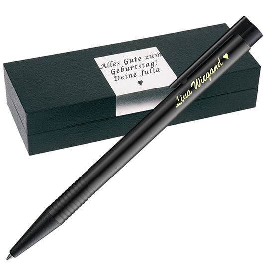 LAMY logo 208 Kugelschreiber All Black mit Gravur und Geschenkbox personalisiert