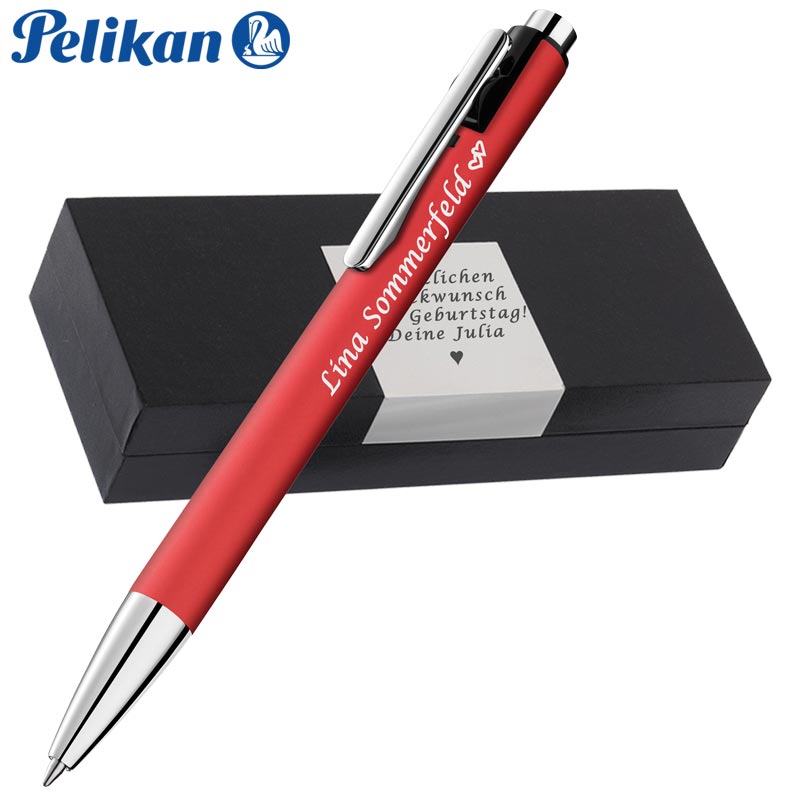 Pelikan Kugelschreiber Snap Rot Matt mit Wunschgravur inklusive Geschenkbox mit Gravur