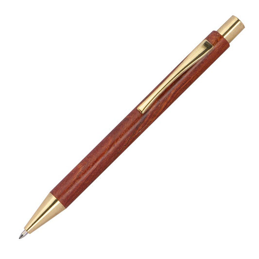 Kugelschreiber aus Holz mit goldenen Applikationen | blau schreibend | Kugelschreiber personalisiert |