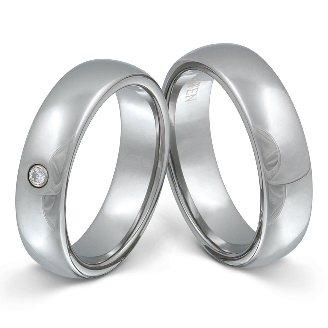 SilverLight Partnerring-Set mit Lasergravur