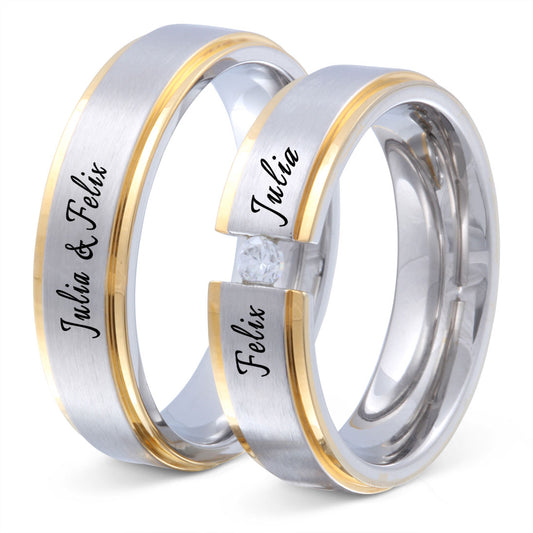 Macianos Partnerring-Set mit Lasergravur