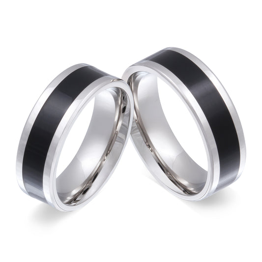 Blacktone Partnerring-Set mit Lasergravur