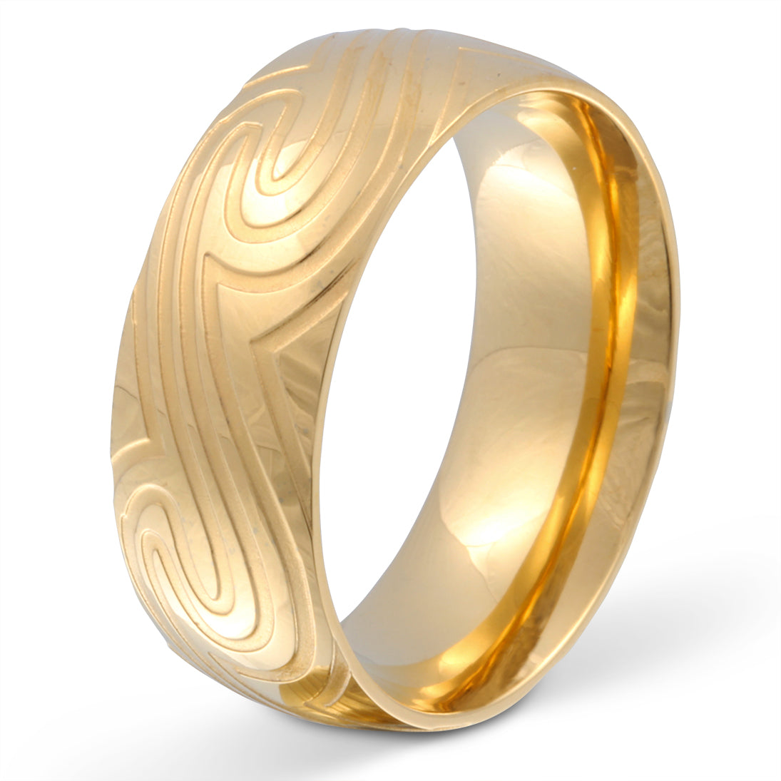Golden Wave Ring mit Lasergravur