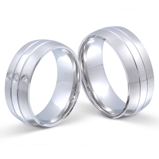 ThreeLane Partnerring-Set mit Lasergravur