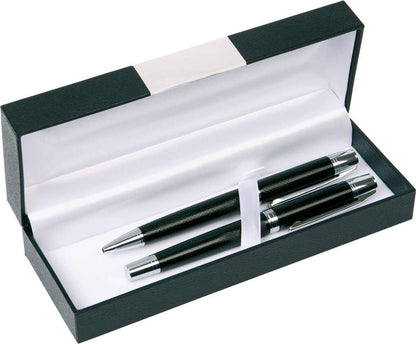 Metall-Kugelschreiber (schwarzschreibend) und Metall-Füller in edler Geschenkbox mit Gravur