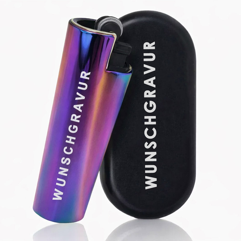 Clipper Feuerzeug mit Gravur – Personalisierbares Geschenk für Männer & Frauen – Individuelles Feuerzeug als Geburtstagsgeschenk, Jahrestag, (Rainbow-Optik)