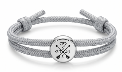 Segeltau-Armband hellgrau mit Gravurmotiv