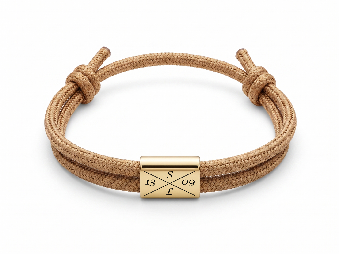 Segeltau-Armband mit Gravur | Rechteckplatte | Verstellbar, drei Farben