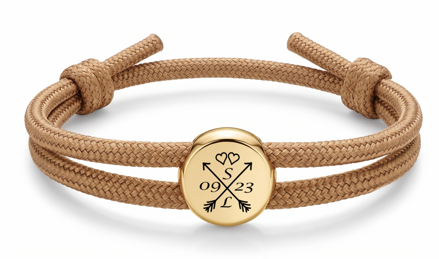 Segeltau-Armband braun mit Gravurmotiv