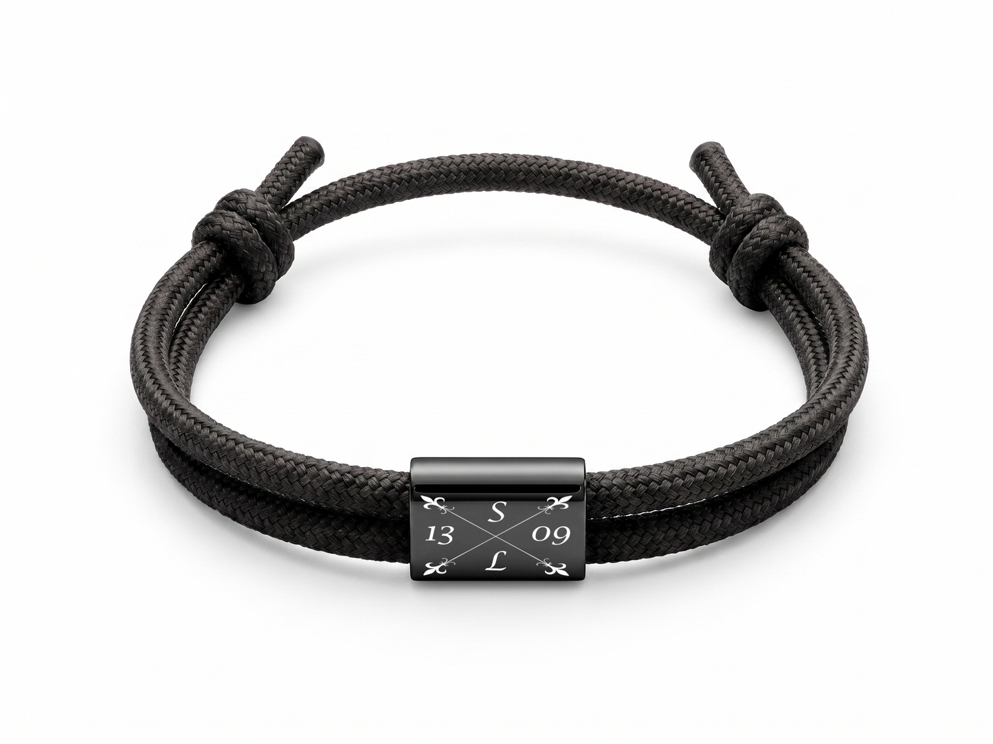 Segeltau-Armband mit Gravur | Rechteckplatte | Verstellbar, drei Farben