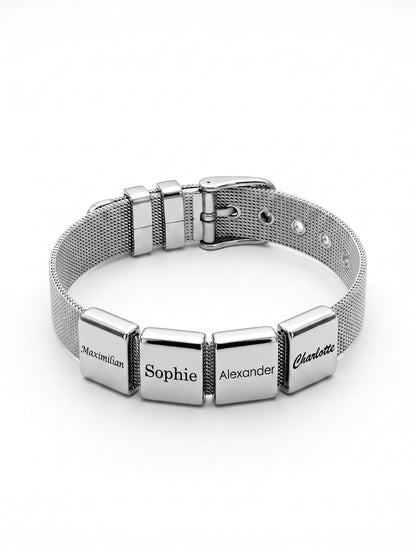 Mesh-Armband silber mit Gravurelementen