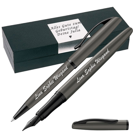 Pelikan Schreibset Füllhalter & Kugelschreiber Jazz Noble Elegance Stone mit Gravur – quadratische Gravurfläche
