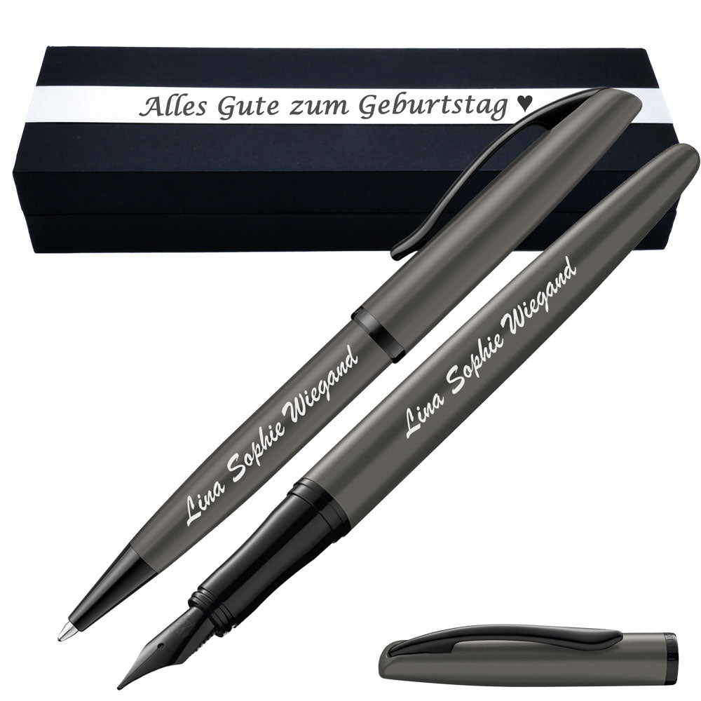 Pelikan Schreibset Füllhalter & Kugelschreiber Jazz Noble Elegance Stone mit Gravur – längliche Gravurfläche