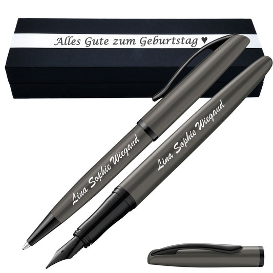 Pelikan Schreibset Füllhalter & Kugelschreiber Jazz Noble Elegance Stone mit Gravur – längliche Gravurfläche
