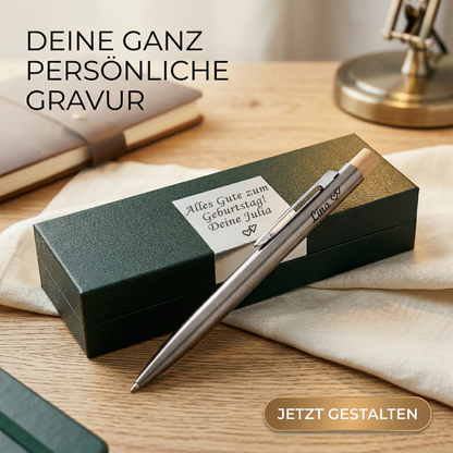 Recycelter Edelstahl Kugelschreiber SAVANNAH mit Geschenkbox Gravur
