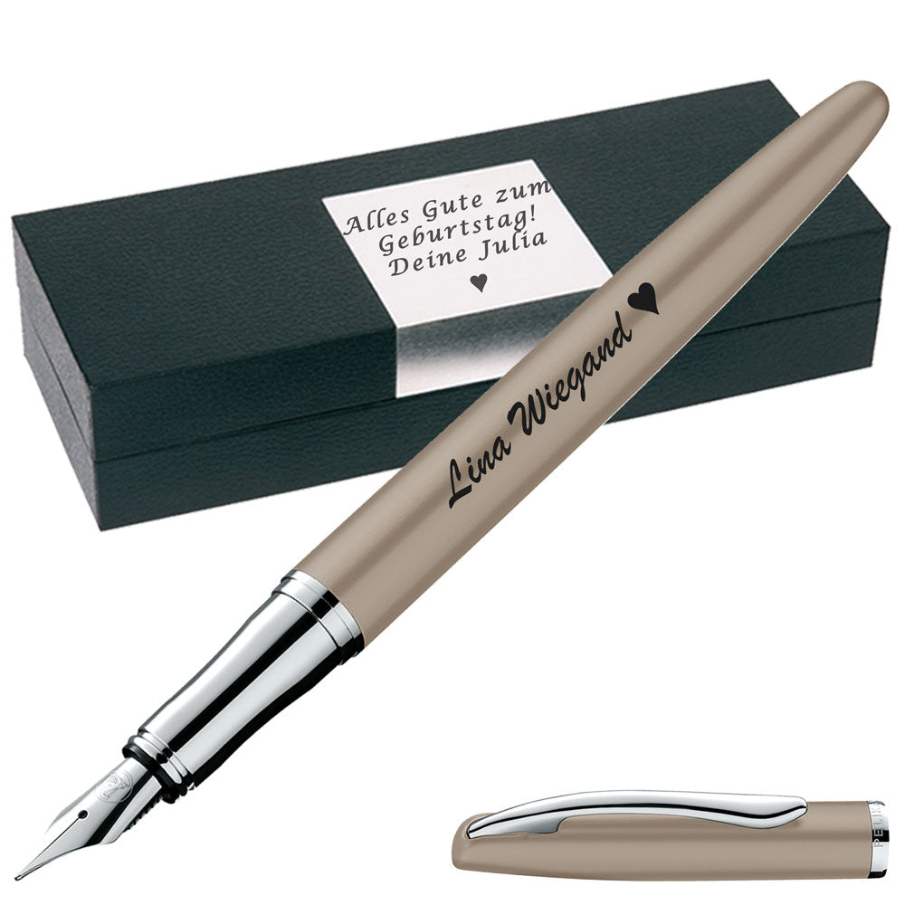 Pelikan Füllhalter Jazz Noble Elegance P36 Taupe mit Gravur inkl. Geschenkbox mit Gravur