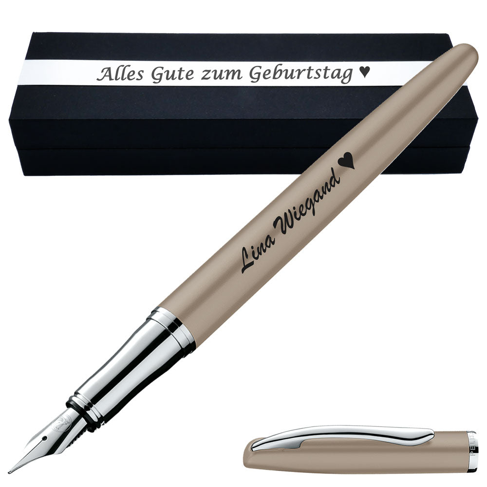 Pelikan Füllhalter Jazz Noble Elegance P36 Taupe mit Gravur inkl. Geschenkbox mit Gravur