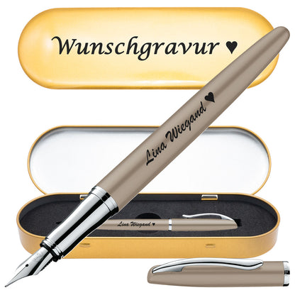 Pelikan Füllhalter Jazz Noble Elegance P36 Taupe mit Gravur inkl. Geschenkbox mit Gravur