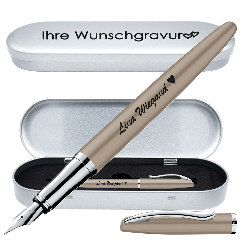 Pelikan Füllhalter Jazz Noble Elegance P36 Taupe mit Gravur inkl. Geschenkbox mit Gravur