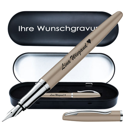 Pelikan Füllhalter Jazz Noble Elegance P36 Taupe mit Gravur inkl. Geschenkbox mit Gravur