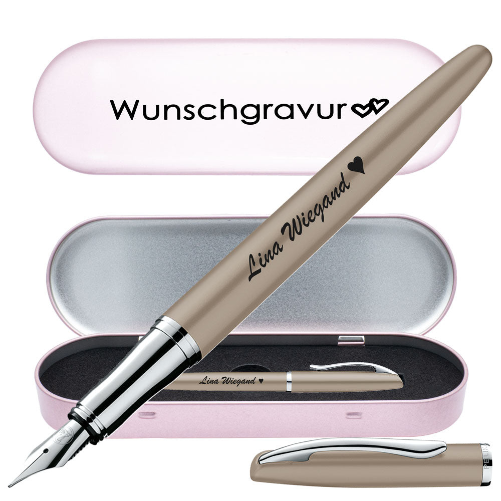 Pelikan Füllhalter Jazz Noble Elegance P36 Taupe mit Gravur inkl. Geschenkbox mit Gravur