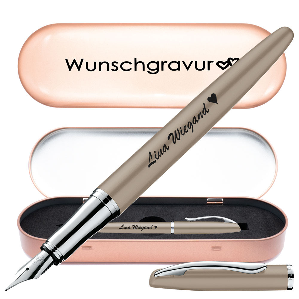 Pelikan Füllhalter Jazz Noble Elegance P36 Taupe mit Gravur inkl. Geschenkbox mit Gravur