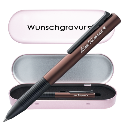 Tintenroller kaffeebraun mit Gravur und Geschenkbox 6