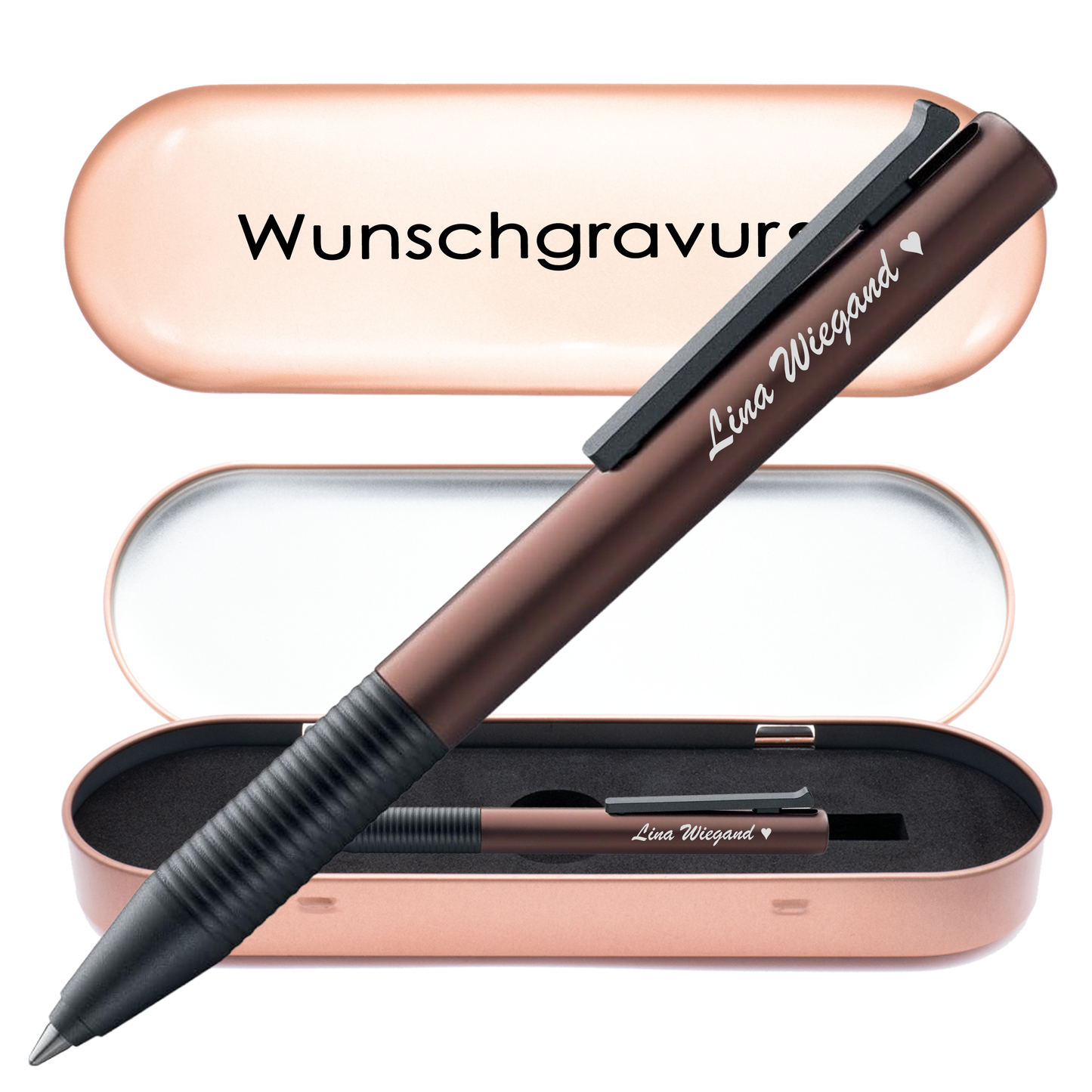Tintenroller kaffeebraun mit Gravur und Geschenkbox 7
