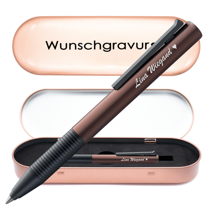 Tintenroller kaffeebraun mit Gravur und Geschenkbox 7