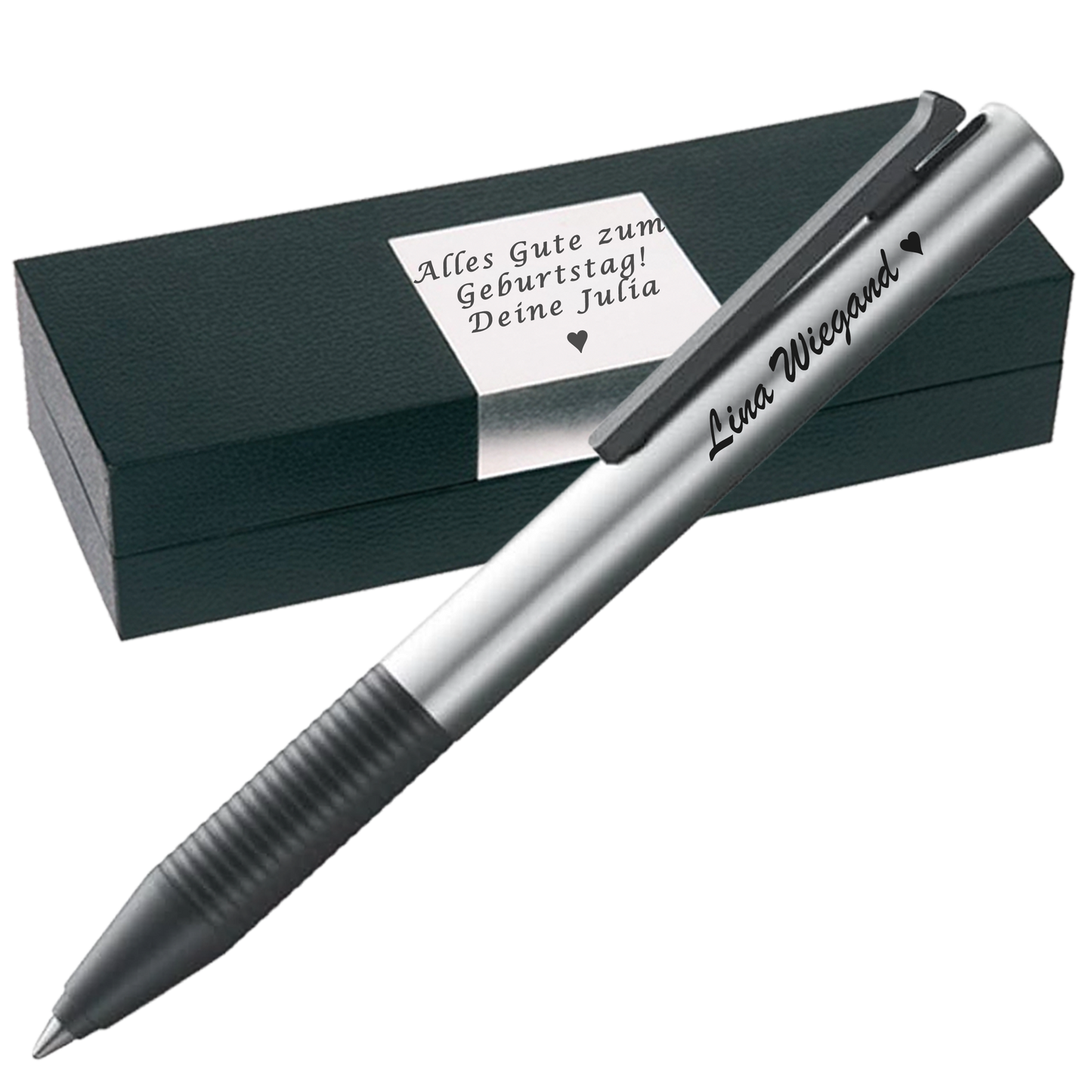Tintenroller silber mit Gravur und Geschenkbox 1