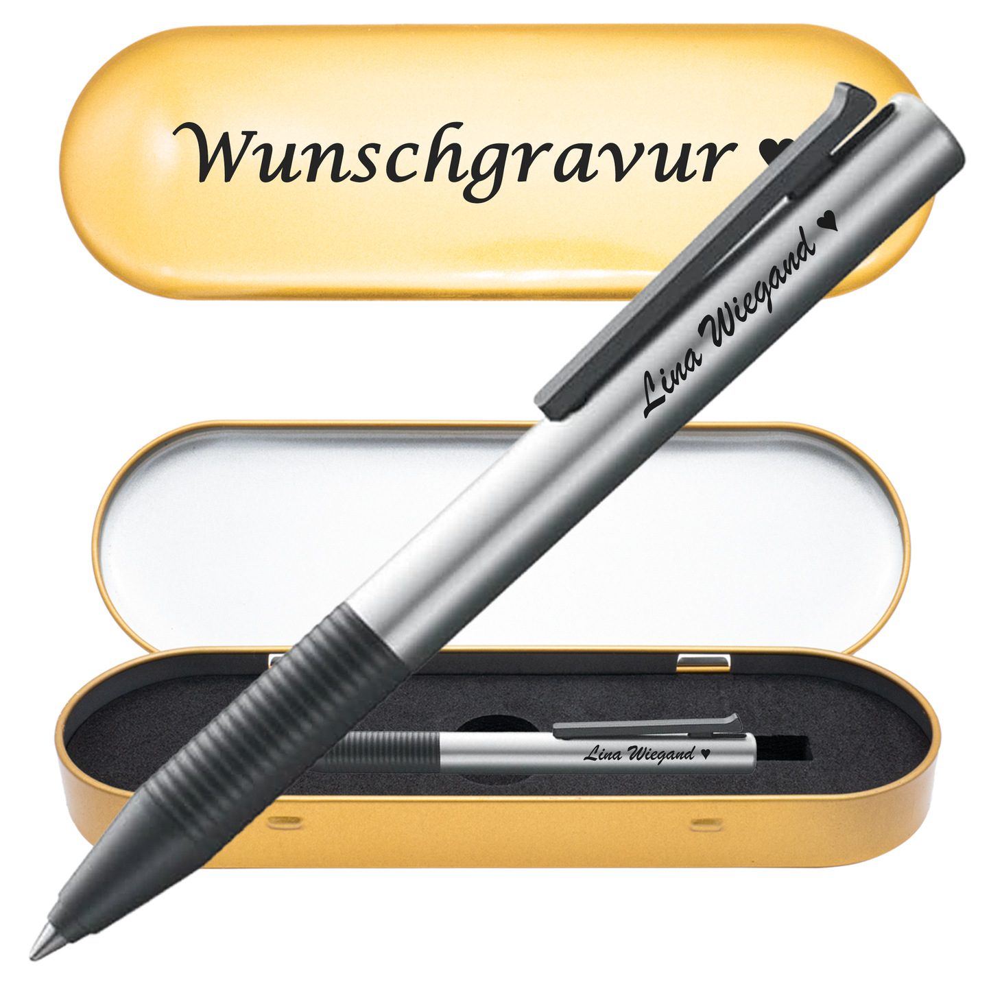 Tintenroller silber mit Gravur und Geschenkbox 3
