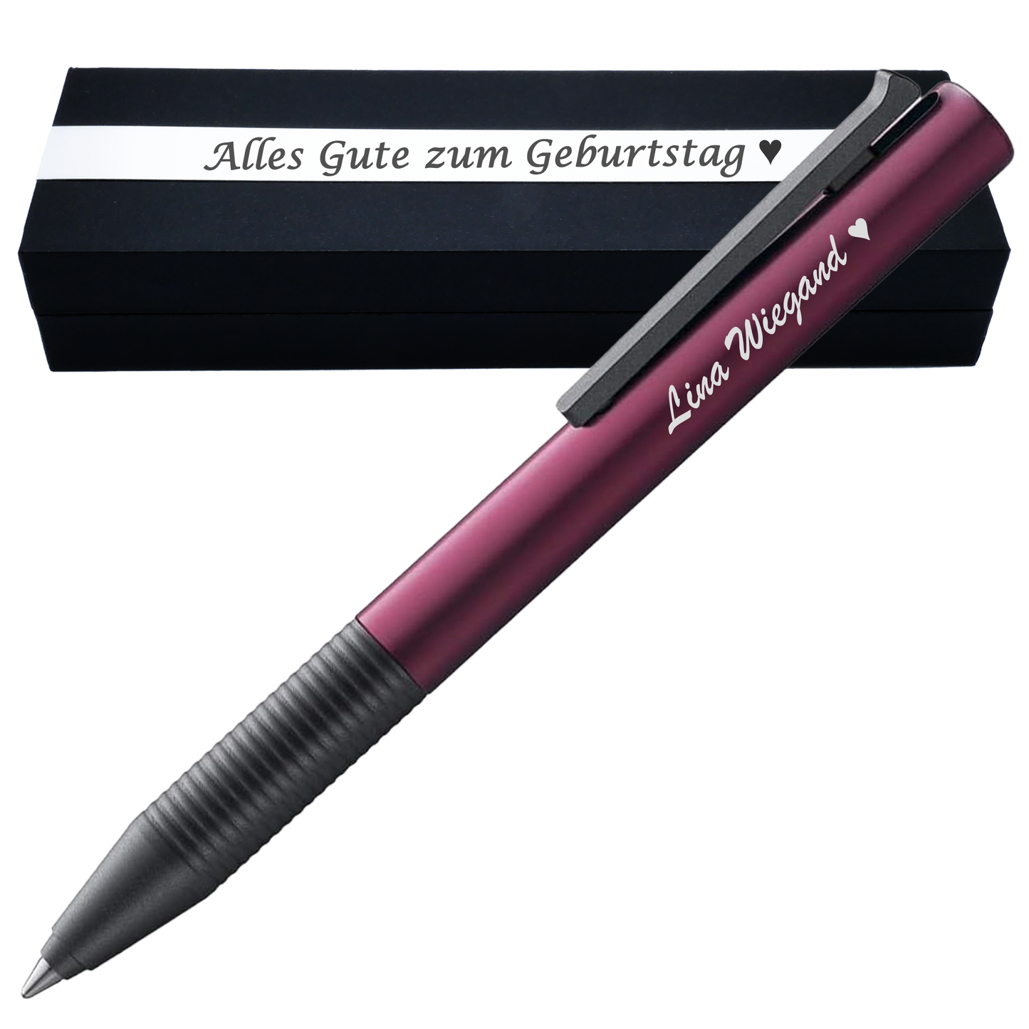 Tintenroller dunkelviolett mit Gravur und Geschenkbox 2