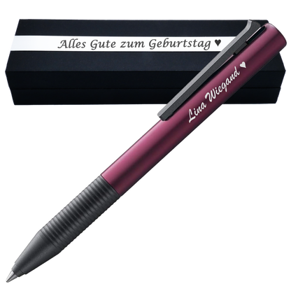 Tintenroller dunkelviolett mit Gravur und Geschenkbox 2