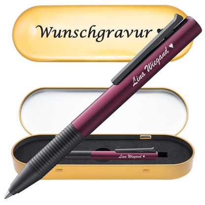 Tintenroller dunkelviolett mit Gravur und Geschenkbox 3