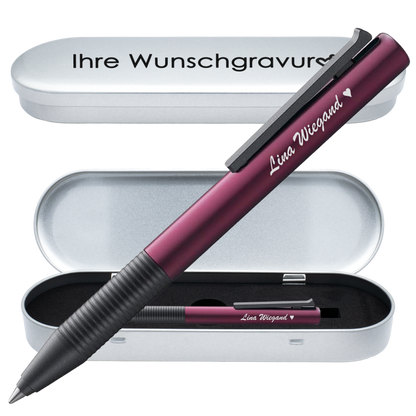 Tintenroller dunkelviolett mit Gravur und Geschenkbox 4