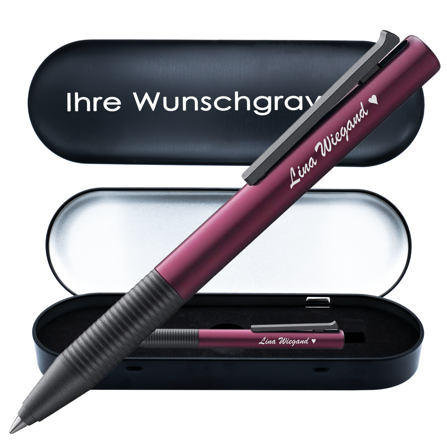 Tintenroller dunkelviolett mit Gravur und Geschenkbox 5