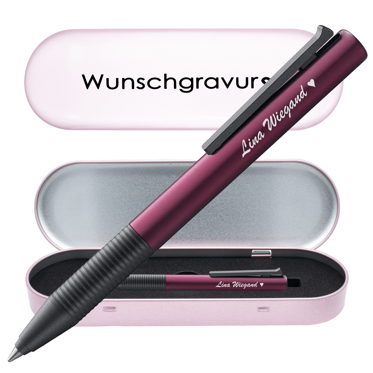 Tintenroller dunkelviolett mit Gravur und Geschenkbox 6