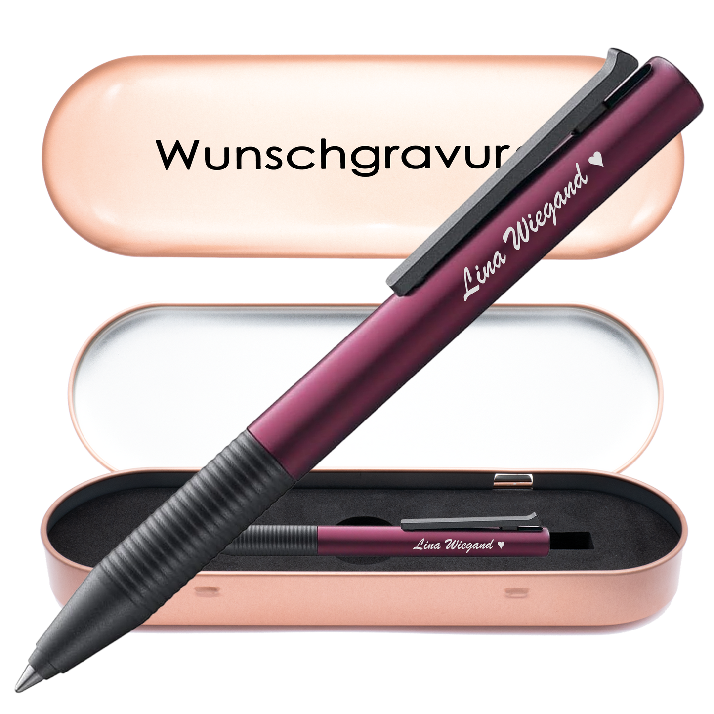 Tintenroller dunkelviolett mit Gravur und Geschenkbox 7