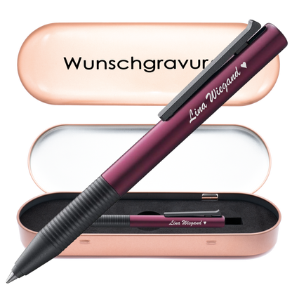Tintenroller dunkelviolett mit Gravur und Geschenkbox 7