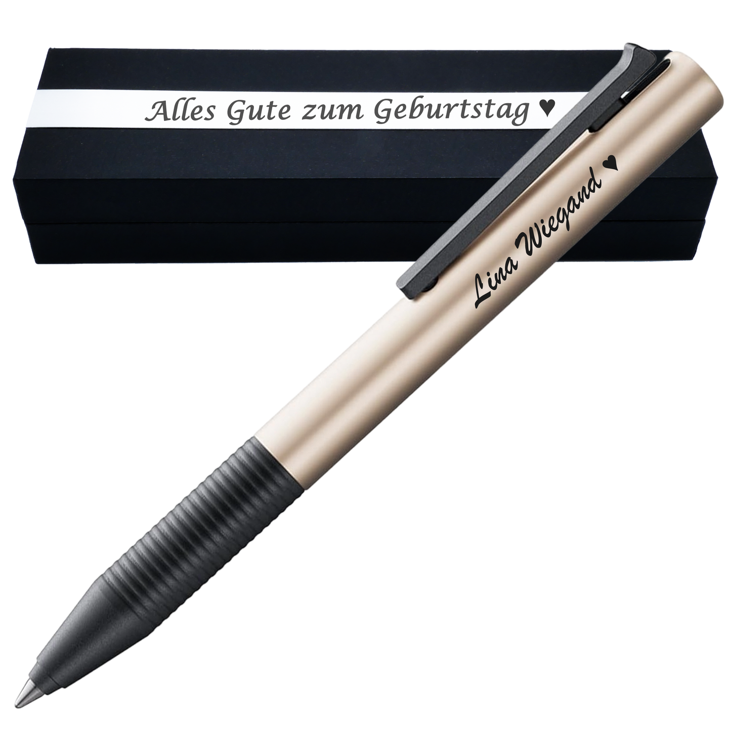 Tintenroller perlweiß mit Gravur und Geschenkbox 2