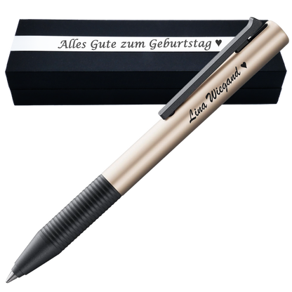 Tintenroller perlweiß mit Gravur und Geschenkbox 2