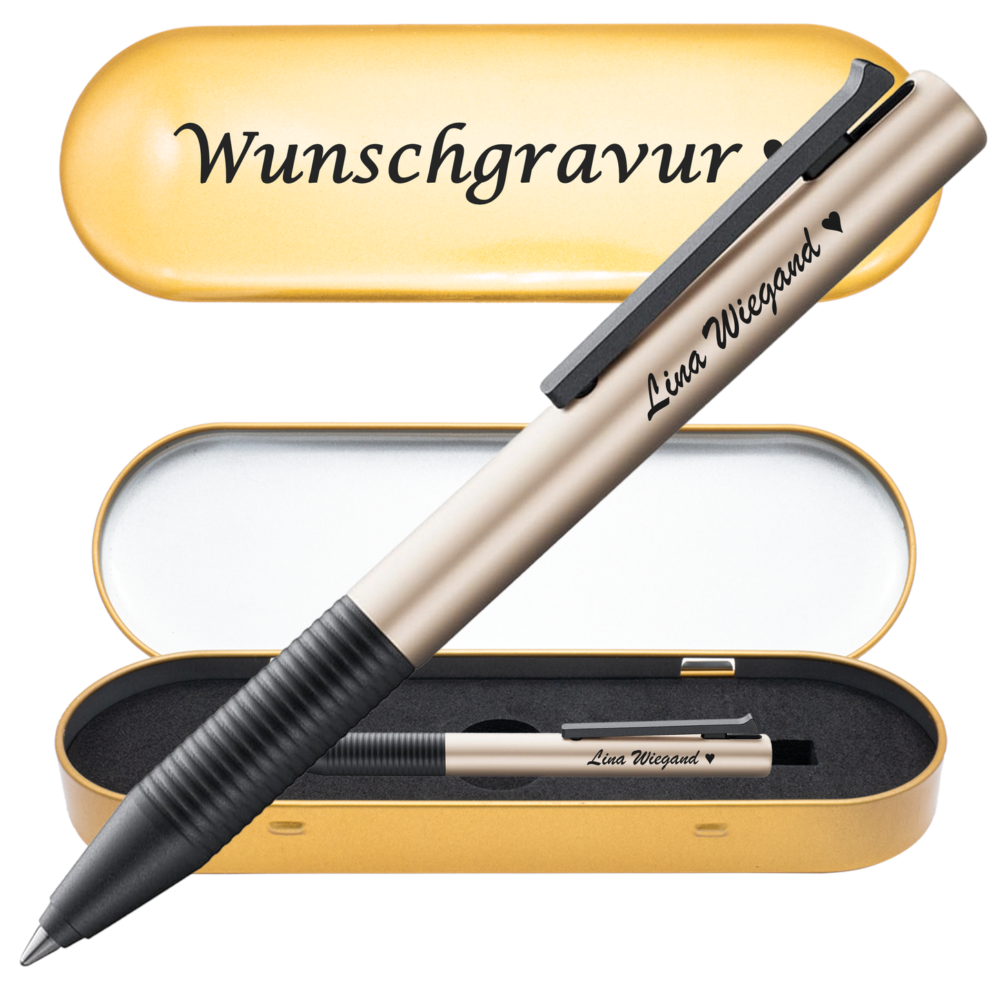 Tintenroller perlweiß mit Gravur und Geschenkbox 3