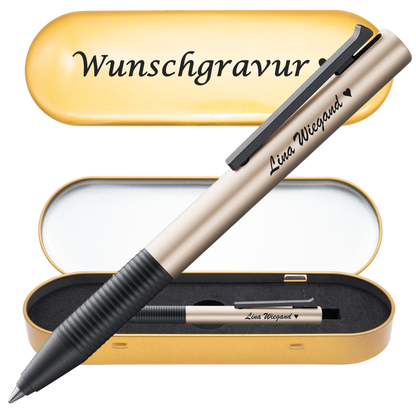Tintenroller perlweiß mit Gravur und Geschenkbox 3
