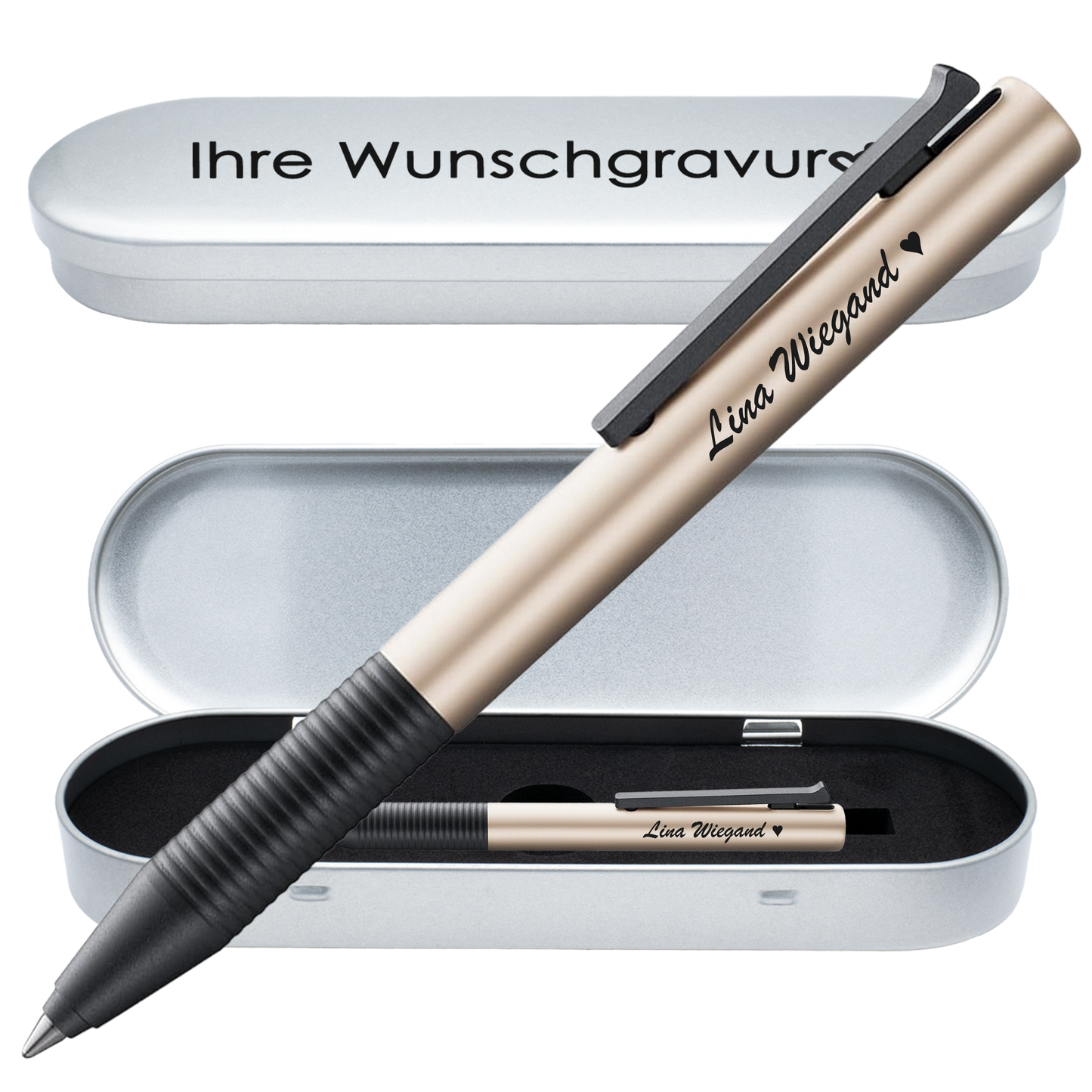Tintenroller perlweiß mit Gravur und Geschenkbox 4