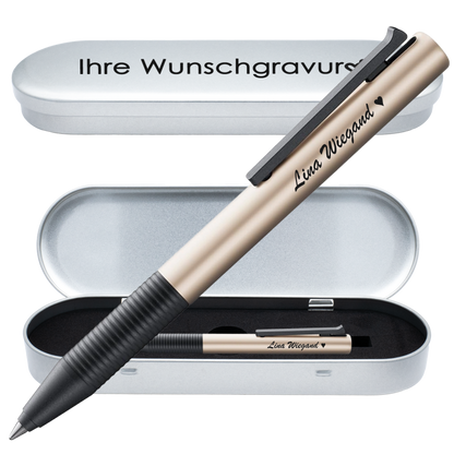 Tintenroller perlweiß mit Gravur und Geschenkbox 4