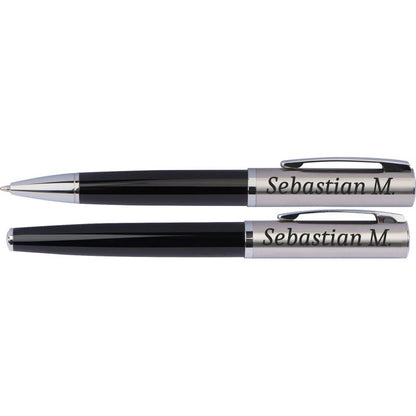 Mark Twain Schreibset bestehend aus einem Kugelschreiber und einem Rollerball - schwarz